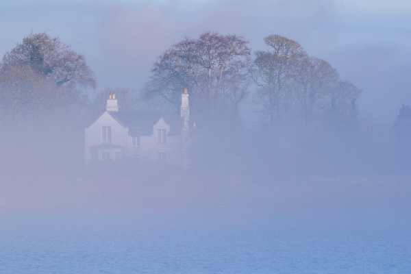 A Misty morning as fog rolls across Broadmeadows Estuary, Dublin