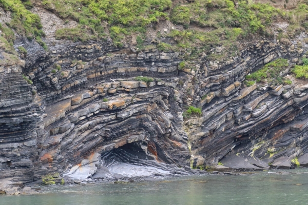 Superb example of a sedimentary rock cliff face at Loughshinny, Dublin, Ireland